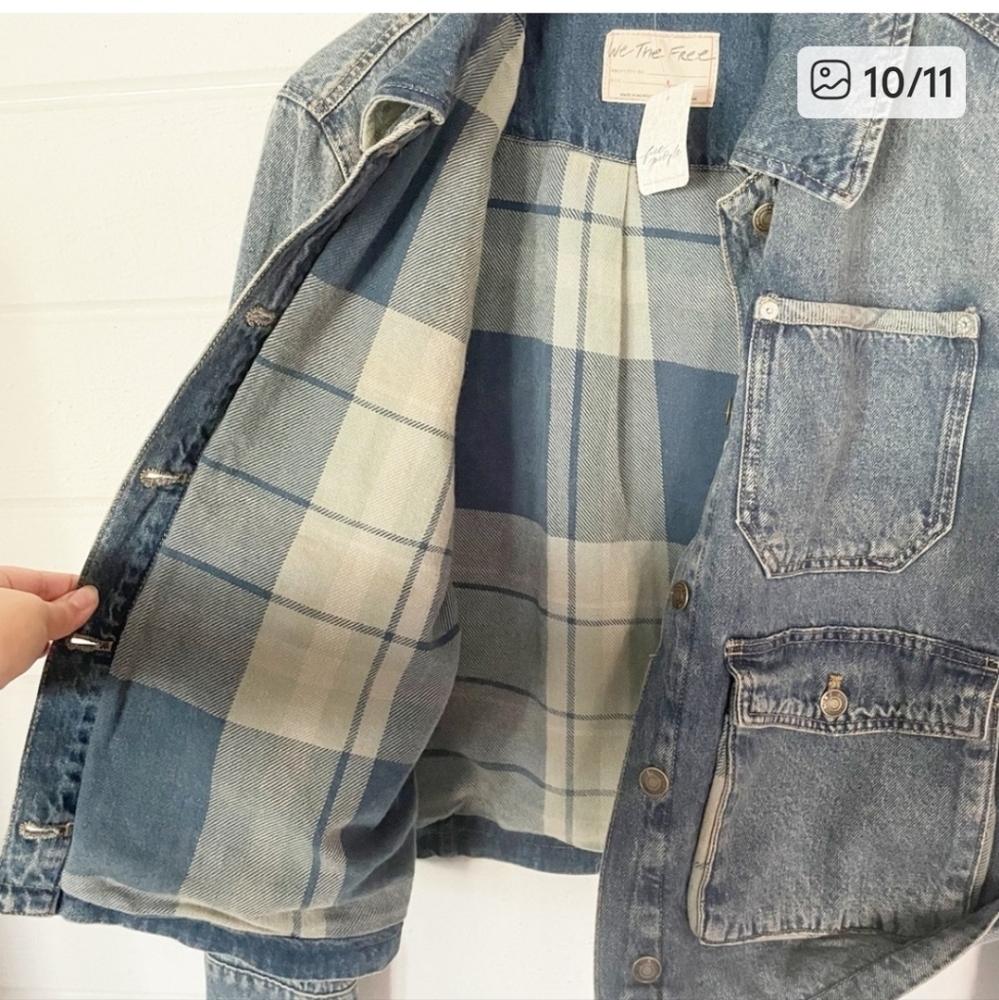 NWT "XL" Free People We The Free Dani Denim Jacket in “From the Shetland” - Picture 4 of 7